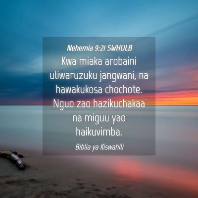 Picture 04 - Nehemia 9:21 SWHULB - Kwa miaka arobaini uliwaruzuku jangwani, na - Bible Verse Picture