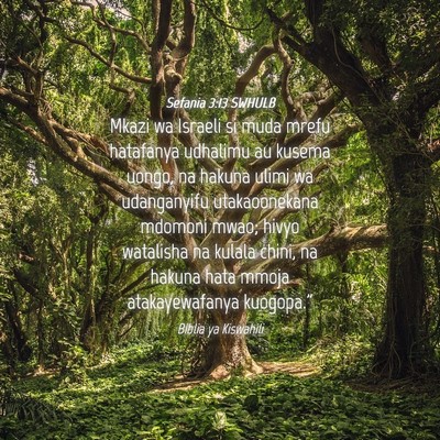 Picture 04 - Sefania 3:13 SWHULB - Mkazi wa Israeli si muda mrefu hatafanya udhalimu - Bible Verse Picture