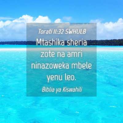 Picture 04 - Torati 11:32 SWHULB - Mtashika sheria zote na amri ninazoweka mbele - Bible Verse Picture