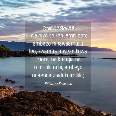 Picture 04 - Torati 11:8 SWHULB - Kwa hiyo shikeni amri zote ambazo ninawaamuru - Bible Verse Picture