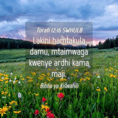 Picture 04 - Torati 12:16 SWHULB - Lakini hamtakula damu, mtaimwaga kwenye ardhi - Bible Verse Picture