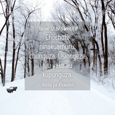 Picture 04 - Torati 12:32 SWHULB - Chochote ninakuamuru, chunguza. Usiongeze juu - Bible Verse Picture