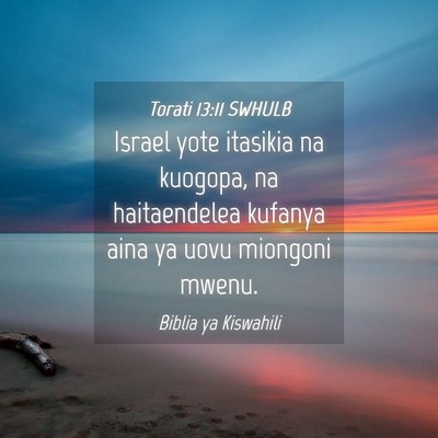 Picture 04 - Torati 13:11 SWHULB - Israel yote itasikia na kuogopa, na haitaendelea - Bible Verse Picture