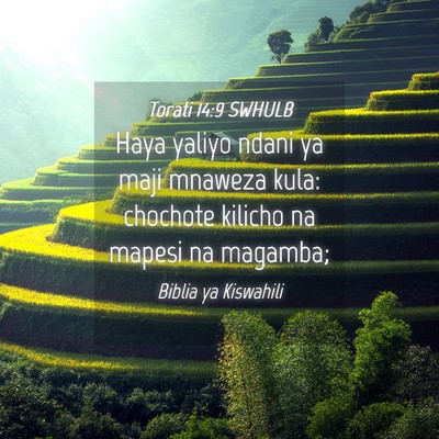 Picture 04 - Torati 14:9 SWHULB - Haya yaliyo ndani ya maji mnaweza kula: chochote - Bible Verse Picture