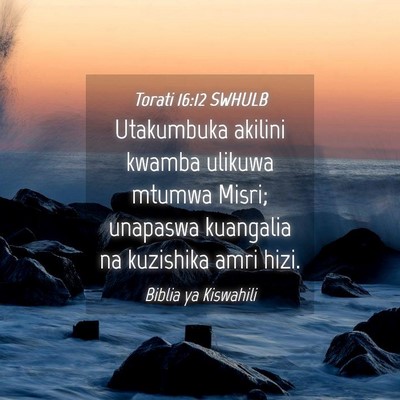 Picture 04 - Torati 16:12 SWHULB - Utakumbuka akilini kwamba ulikuwa mtumwa Misri; - Bible Verse Picture