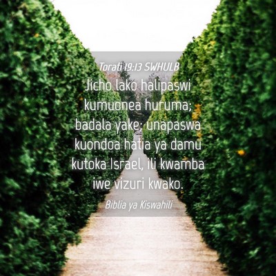Picture 04 - Torati 19:13 SWHULB - Jicho lako halipaswi kumuonea huruma; badala - Bible Verse Picture