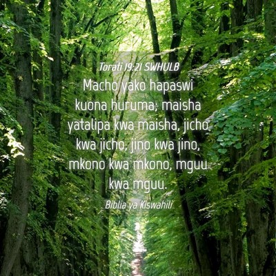 Picture 04 - Torati 19:21 SWHULB - Macho yako hapaswi kuona huruma; maisha yatalipa - Bible Verse Picture