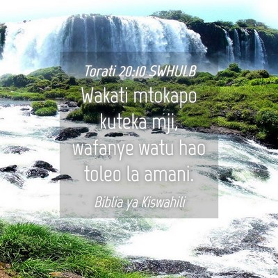 Picture 04 - Torati 20:10 SWHULB - Wakati mtokapo kuteka mji, wafanye watu hao toleo - Bible Verse Picture