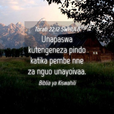 Picture 04 - Torati 22:12 SWHULB - Unapaswa kutengeneza pindo katika pembe nne za - Bible Verse Picture