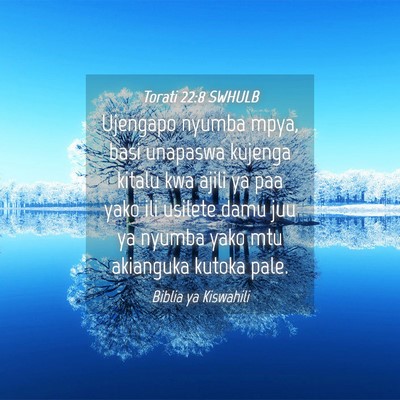Picture 04 - Torati 22:8 SWHULB - Ujengapo nyumba mpya, basi unapaswa kujenga - Bible Verse Picture