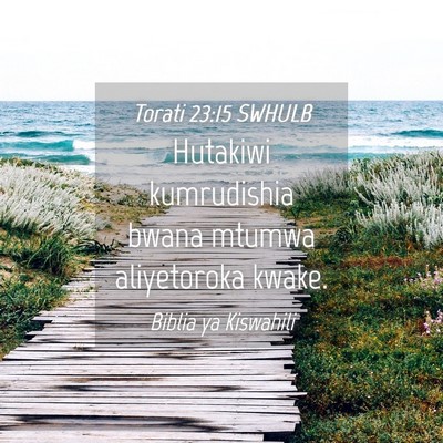 Picture 04 - Torati 23:15 SWHULB - Hutakiwi kumrudishia bwana mtumwa aliyetoroka - Bible Verse Picture