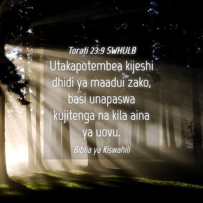 Picture 04 - Torati 23:9 SWHULB - Utakapotembea kijeshi dhidi ya maadui zako, basi - Bible Verse Picture