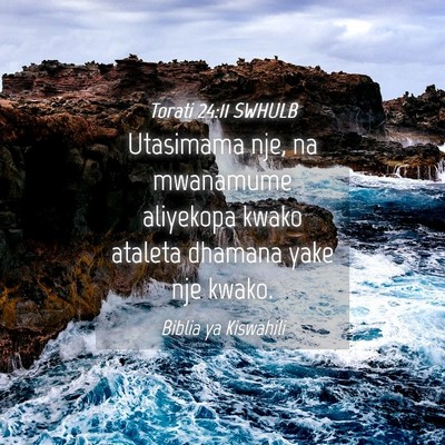 Picture 04 - Torati 24:11 SWHULB - Utasimama nje, na mwanamume aliyekopa kwako - Bible Verse Picture