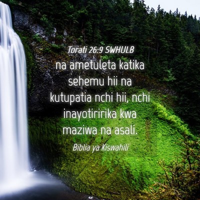 Picture 04 - Torati 26:9 SWHULB - na ametuleta katika sehemu hii na kutupatia nchi - Bible Verse Picture