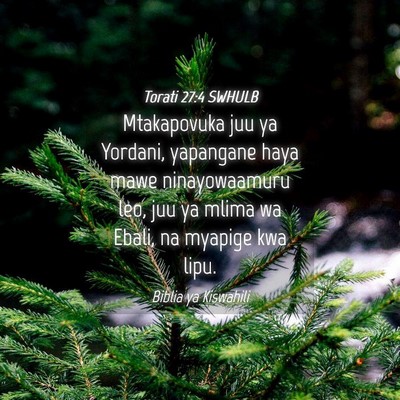 Picture 04 - Torati 27:4 SWHULB - Mtakapovuka juu ya Yordani, yapangane haya mawe - Bible Verse Picture