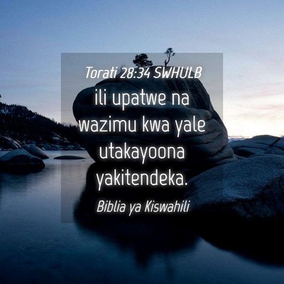 Picture 04 - Torati 28:34 SWHULB - ili upatwe na wazimu kwa yale utakayoona - Bible Verse Picture