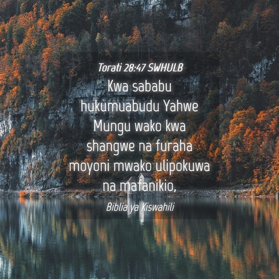 Picture 04 - Torati 28:47 SWHULB - Kwa sababu hukumuabudu Yahwe Mungu wako kwa - Bible Verse Picture