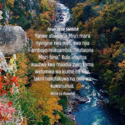 Picture 04 - Torati 28:68 SWHULB - Yahwe atakuleta Misri mara nyingine kwa meli, kwa - Bible Verse Picture