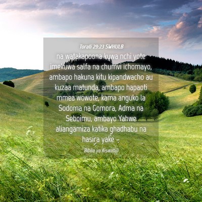 Picture 04 - Torati 29:23 SWHULB - na watakapoona kuwa nchi yote imekuwa salfa na - Bible Verse Picture