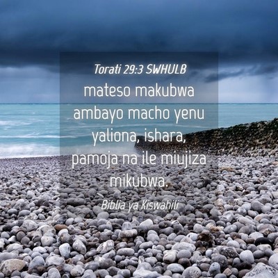 Picture 04 - Torati 29:3 SWHULB - mateso makubwa ambayo macho yenu yaliona, ishara, - Bible Verse Picture