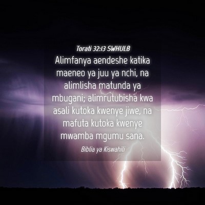 Picture 04 - Torati 32:13 SWHULB - Alimfanya aendeshe katika maeneo ya juu ya nchi, - Bible Verse Picture