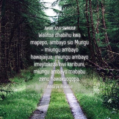 Picture 04 - Torati 32:17 SWHULB - Walitoa dhabihu kwa mapepo, ambayo sio Mungu – - Bible Verse Picture