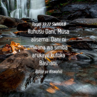 Picture 04 - Torati 33:22 SWHULB - Kuhusu Dani, Musa alisema: Dani ni mwana wa simba - Bible Verse Picture