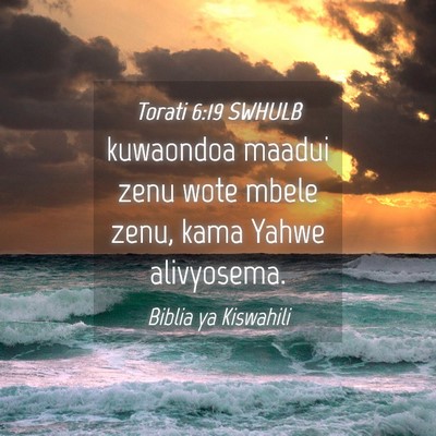 Picture 04 - Torati 6:19 SWHULB - kuwaondoa maadui zenu wote mbele zenu, kama Yahwe - Bible Verse Picture