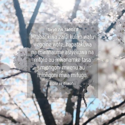 Picture 04 - Torati 7:14 SWHULB - Mtabarikiwa zaidi kuliko watu wengine wote; - Bible Verse Picture
