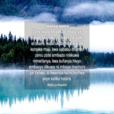 Picture 04 - Torati 9:18 SWHULB - Tena nilala kifudifudi mbele ya Yahwe kwa siku - Bible Verse Picture