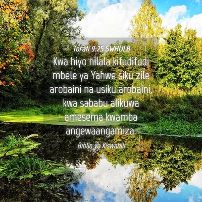 Picture 04 - Torati 9:25 SWHULB - Kwa hiyo nilala kifudifudi mbele ya Yahwe siku - Bible Verse Picture
