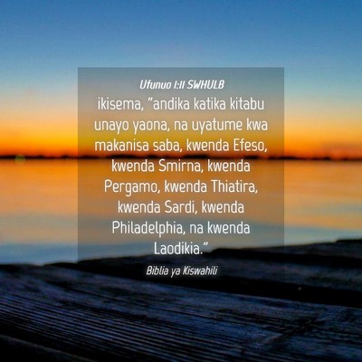 Picture 04 - Ufunuo 1:11 SWHULB - ikisema, “andika katika kitabu unayo yaona, na - Bible Verse Picture
