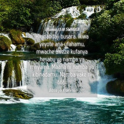 Picture 04 - Ufunuo 13:18 SWHULB - Hii inahitaji busara. Ikiwa yeyote ana ufahamu, - Bible Verse Picture