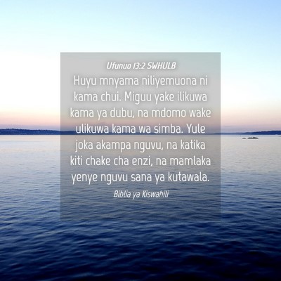 Picture 04 - Ufunuo 13:2 SWHULB - Huyu mnyama niliyemuona ni kama chui. Miguu yake - Bible Verse Picture