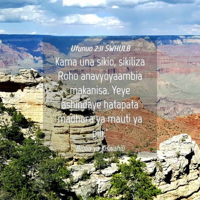 Picture 04 - Ufunuo 2:11 SWHULB - Kama una sikio, sikiliza Roho anavyoyaambia - Bible Verse Picture