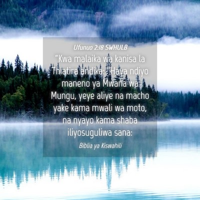 Picture 04 - Ufunuo 2:18 SWHULB - “Kwa malaika wa kanisa la Thiatira andika: - Bible Verse Picture