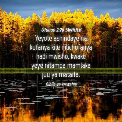 Picture 04 - Ufunuo 2:26 SWHULB - Yeyote ashindaye na kufanya kile nilichofanya - Bible Verse Picture