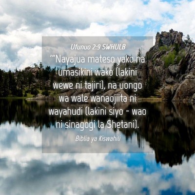 Picture 04 - Ufunuo 2:9 SWHULB - '“Nayajua mateso yako na umasikini wako (lakini - Bible Verse Picture