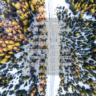 Picture 04 - Ufunuo 20:1 SWHULB - Kisha niliona malaika akishuka kutoka mbinguni, - Bible Verse Picture
