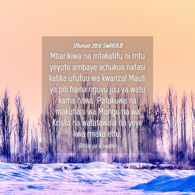 Picture 04 - Ufunuo 20:6 SWHULB - Mbarikiwa na mtakatifu ni mtu yeyote ambaye - Bible Verse Picture