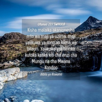 Picture 04 - Ufunuo 22:1 SWHULB - Kisha malaika akanionesha mto wa maji ya uzima, - Bible Verse Picture