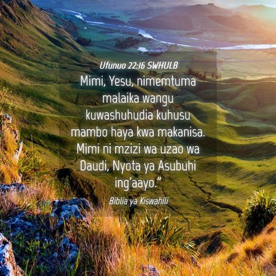 Picture 04 - Ufunuo 22:16 SWHULB - Mimi, Yesu, nimemtuma malaika wangu kuwashuhudia - Bible Verse Picture