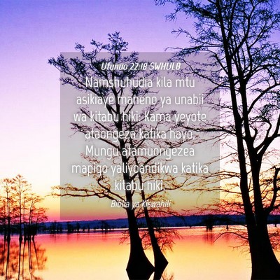 Picture 04 - Ufunuo 22:18 SWHULB - Namshuhudia kila mtu asikiaye maneno ya unabii wa - Bible Verse Picture