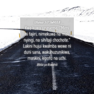 Picture 04 - Ufunuo 3:17 SWHULB - Kwa kuwa unasema, “Mimi ni tajiri, nimekuwa na - Bible Verse Picture