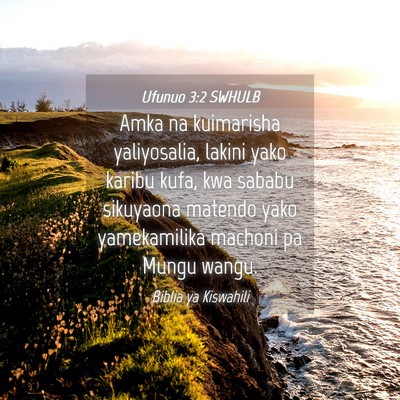 Picture 04 - Ufunuo 3:2 SWHULB - Amka na kuimarisha yaliyosalia, lakini yako - Bible Verse Picture