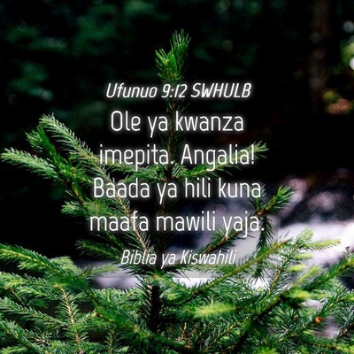 Picture 04 - Ufunuo 9:12 SWHULB - Ole ya kwanza imepita. Angalia! Baada ya hili - Bible Verse Picture