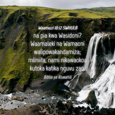 Picture 04 - Waamuzi 10:12 SWHULB - na pia kwa Wasidoni? Waamaleki na Wamaoni - Bible Verse Picture