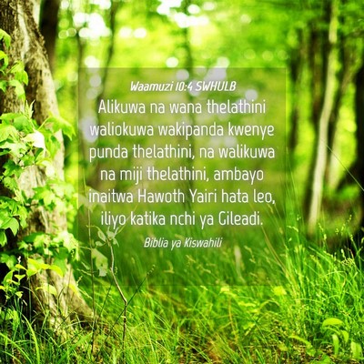 Picture 04 - Waamuzi 10:4 SWHULB - Alikuwa na wana thelathini waliokuwa wakipanda - Bible Verse Picture