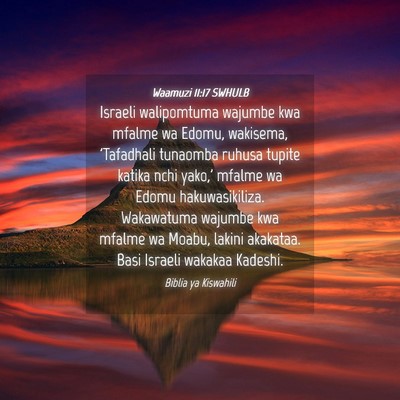 Picture 04 - Waamuzi 11:17 SWHULB - Israeli walipomtuma wajumbe kwa mfalme wa Edomu, - Bible Verse Picture