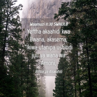 Picture 04 - Waamuzi 11:30 SWHULB - Yeftha akaahidi kwa Bwana, akasema, “Ikiwa - Bible Verse Picture